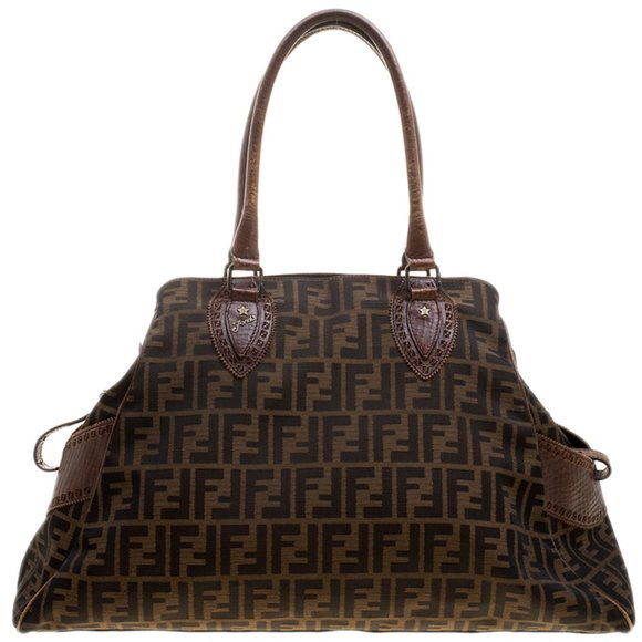 Fendi Handbags - Large FENDI Zucca Canvas & Leather Chef du Jour